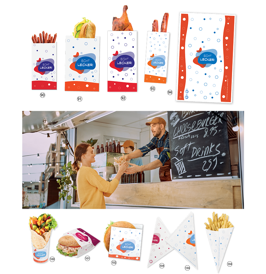 Metzgerfaltenbeutel und Wraps